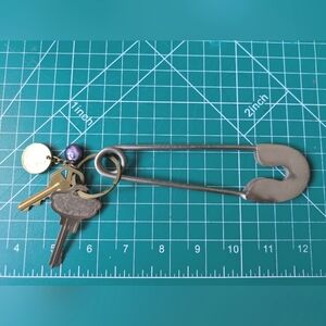 Silver Safety Pin Keychain with Keys Skirt Charm
